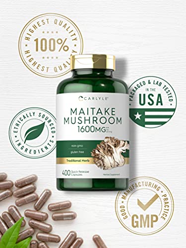 Carlyle Maitake Mushroom Capsules | 1600Mg | 400 Count | Non-Gmo & Gluten Free Extract | Mushroom Supplement #TOP4