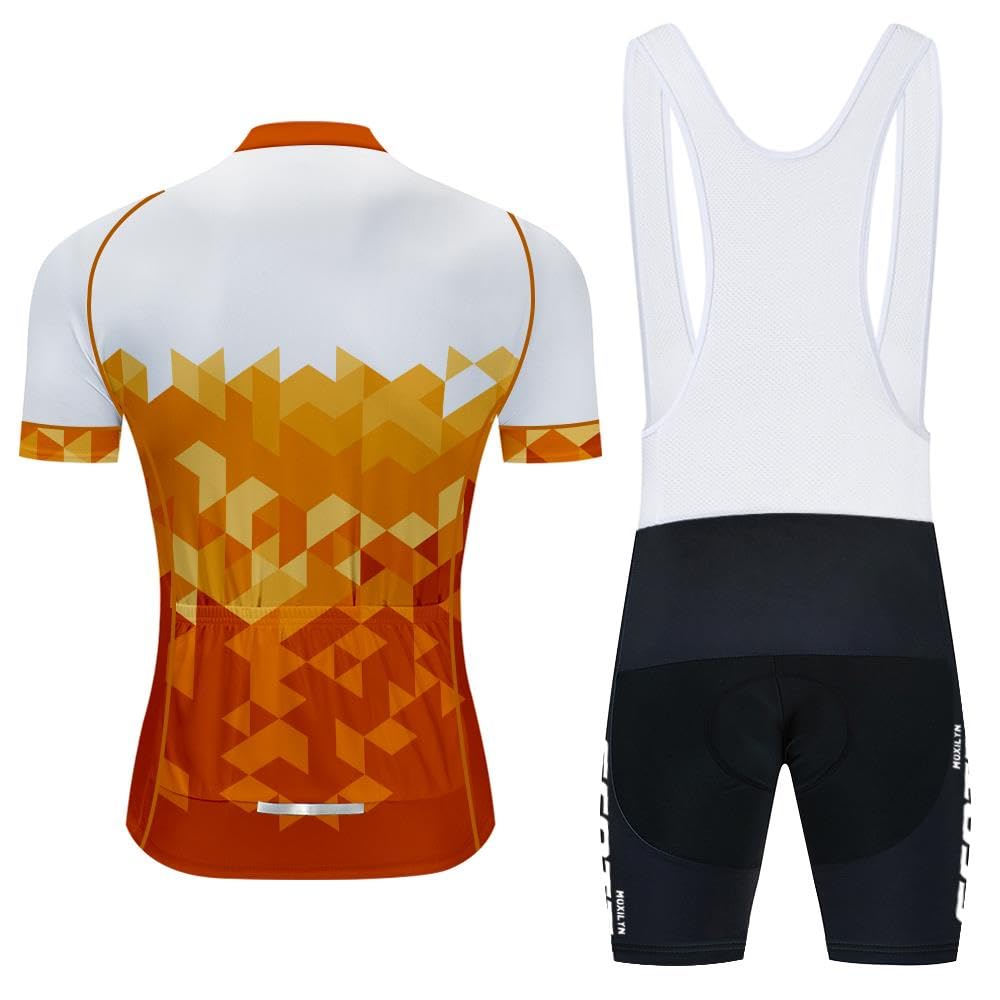 Moxilyn Abbigliamento Ciclismo Set Manica Corta Tuta Ciclismo Uomo Completo Ciclismo Estivo per Bici da MTB con Pantaloncini Imbottiti in Gel Traspirante