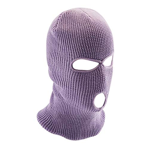 Balaclava Face Mask 3-Hole for Cold Weather, Winter Ski Mask for Men and Women Thermal Cycling Mask MK3 Light Purple