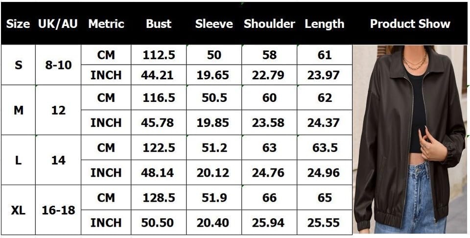 Veste de motard zippée en cuir PU marron manches longues coupe ample - 3