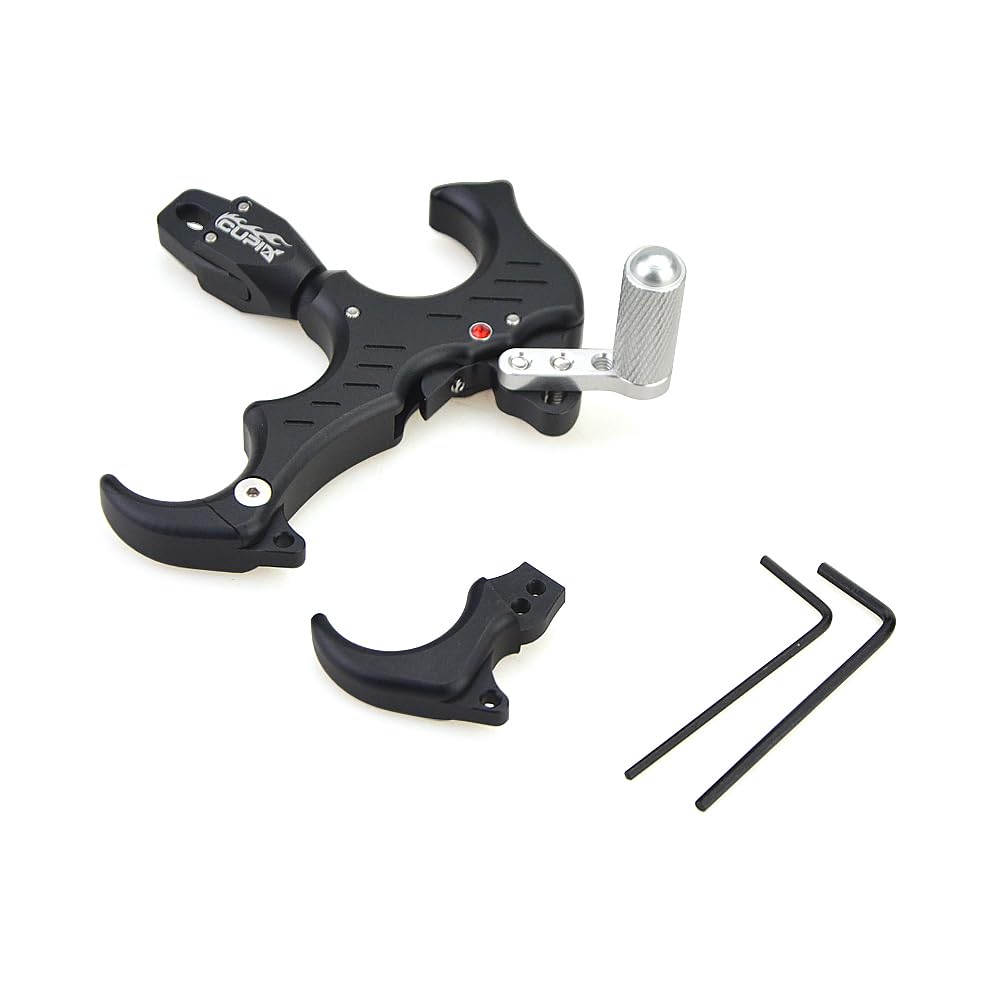 AMEYXGS Rotación de 360 ° Compuesto del Pulgar Liberación del Arco 3 o 4 Dedos Aleación de Aluminio Disparador del Pulgar Calibrador Ajustable Tiro con Arco Ayuda para la liberación