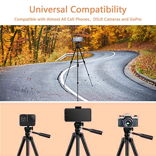 Handy Stative, Smartphone Stativ Lightweight Fotostativ 136cm aus Aluminium Tragfähigkeit 3KG Dreibein Stativ mit… – Bild 3