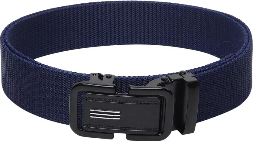 Image of TPM Nylon Canvas Belt with Automatic Buckle, Navy Blue, Adjustable Tactical Military Style