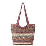 The Sak Casual Classics Tote Bag - Hand Crochet Woman's Purse For Everyday, Travel, Beach Bag - Handbag With Shoulder Straps - Sunset Stripe