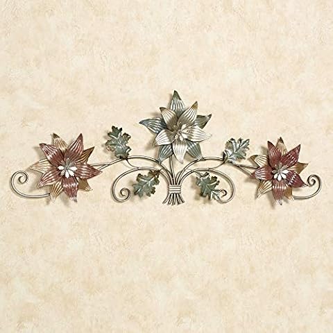 Touch of Class Glam Blossom Trio Floral Metal Wall Topper Silver with Gold Cover