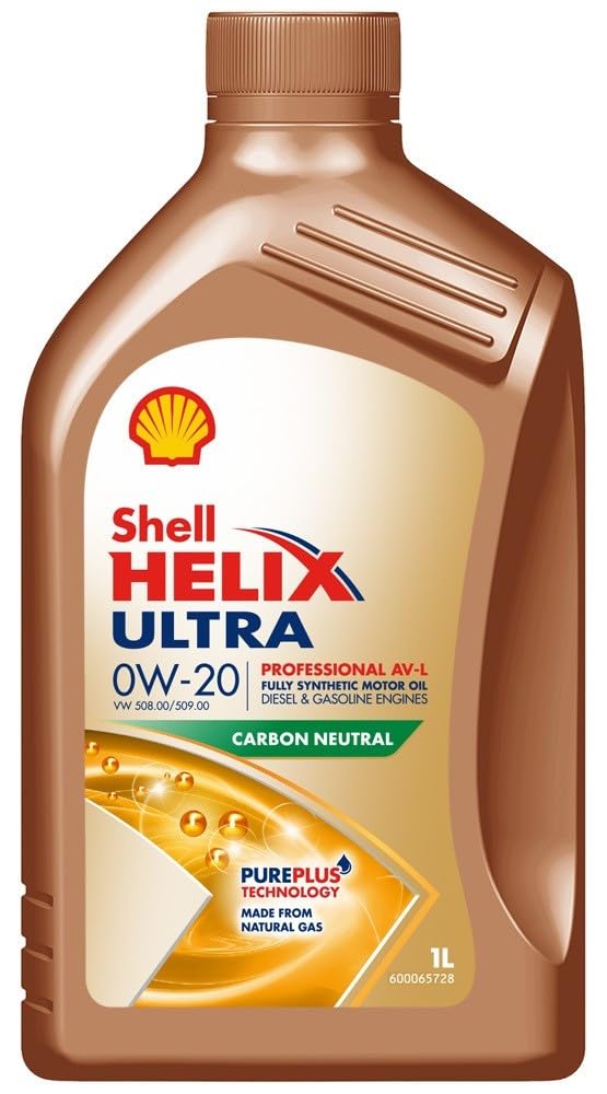 Shell Ultra Professional AV-L, 0W-20 Fully Synthetic Motor Oil, For Diesel and Gasoline Engines, 1 L