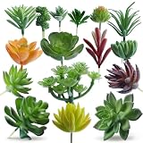 DECOROUS Artificial Succulent Plants - 16 Pack - Mini Faux Succulents - Small Unpotted Fake Succulent Set for Home and Office Décor - Realistic Succulents Plants Artificial Picks for Indoor and Oudoor