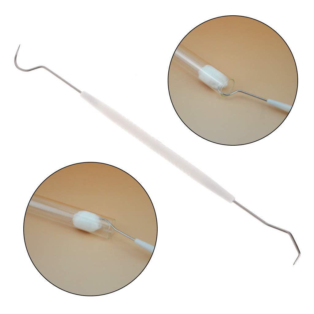 Doble para cabeza de dentista, sonda de higiene limpia, gancho de acero inoxidable, diseño ergonómico de mango para drenar, cesta de drenaje de verduras, cesta de drenaje de fregadero, cuenco