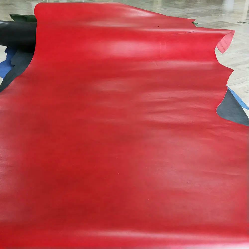 Skórzane arkusze, Skóra bydlęca garbowana roślinnie, materiał rzemieślniczy, grubość 1,0-2,0 mm, wielokolorowy, wiele rozmiarów(Red 2.0mm,30x60cm)