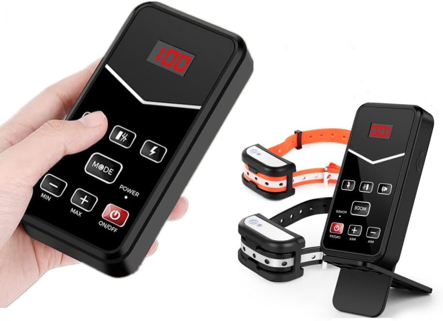 Electric Fence for 2 Dogs,Remote Dog Training Collar& Wireless Dog Fence System, Portable Electric Shock Dog Boundary System, Rechargeable Garden