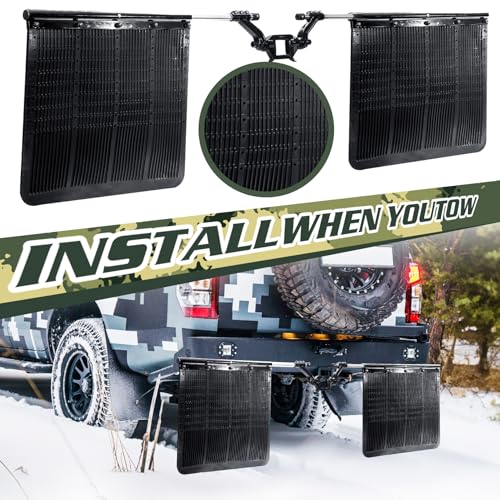 Image of 2.5 inch Hitch Mounted Mud Flaps for Trucks, Truck Mud Flaps Heavy Duty Adjustable Removeable Height and Width, Universal Duty Mud Flaps System to Protects Trailers from Scratches and Dirt.