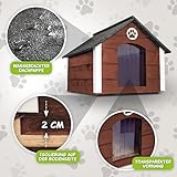 Outentin Hundehütte Outdoor Isoliert - Hundehaus für Mittelgroße Hund - Winterfest und Wetterfest - Hunde Haus für Draußen mit schrägem Dach - Stabile Villa und Moderne Design - 76 x 63 x 60cm-Nuss