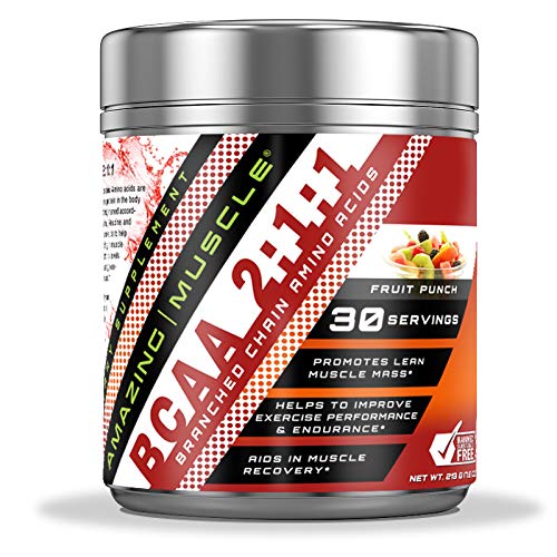 Amazing Muscle BCAA 2:1:1 em pó 6.000 mg por porção sabor Fruit Punch 454 g