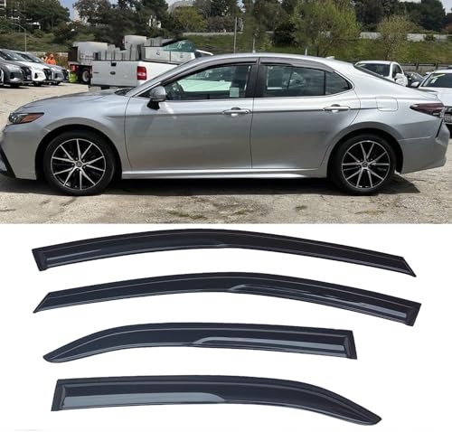 TONOYTIM Tape On Window Visors Rain Guards Side Wind Deflectors Compatible with 2018-2024 Toyota Camry, Window Vent Guard Shade Sun Car Accessories 94311,4-Pieces Set