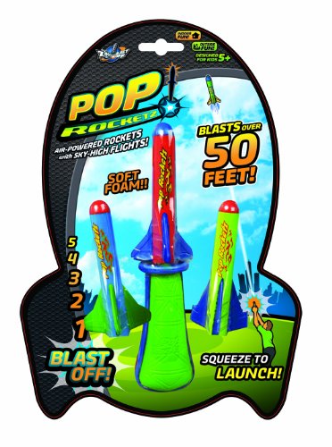Zing Pop Rocketz Squeeze Powered Air Rockets Playset, Launches Rockets Over 50 feet, Ages 4+
