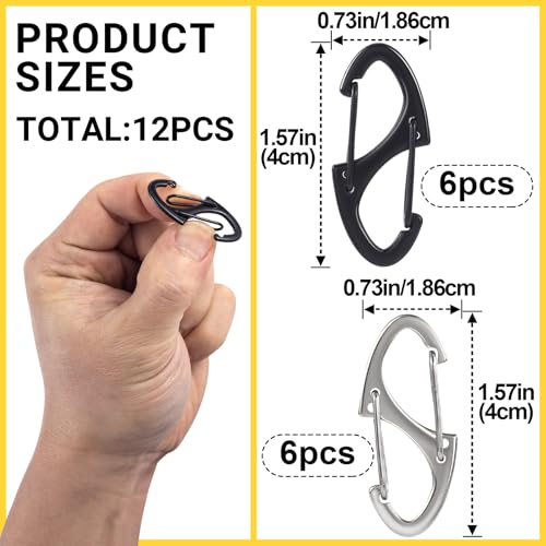 Image of 12 Pcs Zipper Clips Anti Theft Deterrent, Dual Opening Zippers Pull Replacement, Zipper Locks for Backpacks, Camping, Suitcases (Silver+Black)