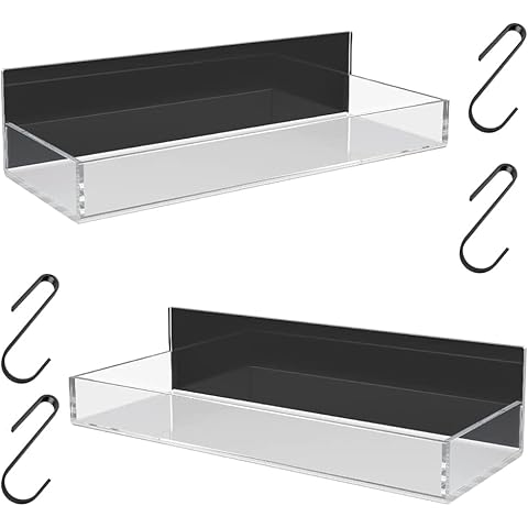 EnjoyNest Magnetisches Gewürzregal für Kühlschrank, magnetisches Regal mit 4 abnehmbaren Haken, Starkes kristallklares Acryl-Magnetregal Cover