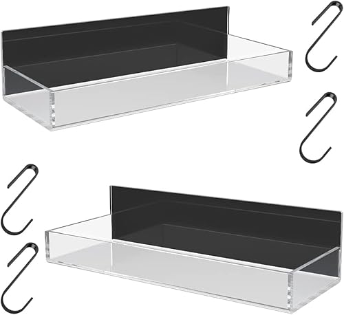 EnjoyNest Magnetisches Gewürzregal für Kühlschrank, magnetisches Regal mit 4 abnehmbaren Haken, Starkes kristallklares Acryl-Magnetregal für Whiteboard mit Gewürzen, transparent, 2 Packungen Cover