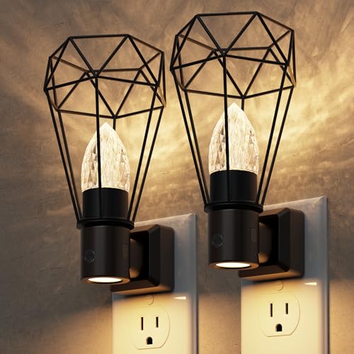 Image of L LOHAS LED Night Light, 2 Pack Night Lights Plug into Wall, 3000K Warm White, Farmhouse Plug in Light with Dusk to Dawn Sensor, for Bedroom, Bathroom, Kitchen, Hallway