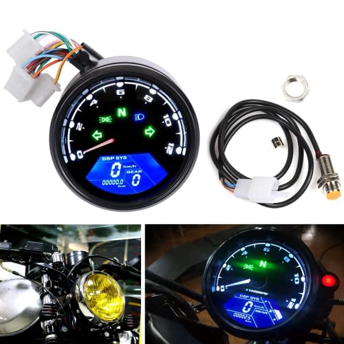 Homaisson Digital Motorcycle Gauge, Large LCD Display Digital