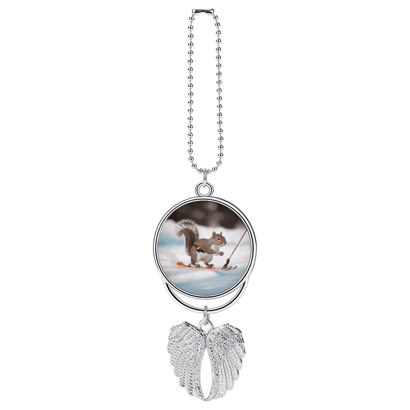 Skiing Squirrel Car Pendant Hanging Swing Auto Rear View Mirror Hanging Car Rear View Mirror Charm Truck Hanger Ornament Charm for Car Rear View Mirrors Accessories
