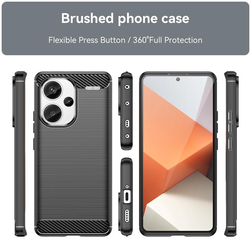Image of NPRC Hybrid Ultra Slim Protective Case TPU Non-Slip Carbon Fiber Texture Shockproof Case Cover for Redmi Note 13 pro Plus - Black