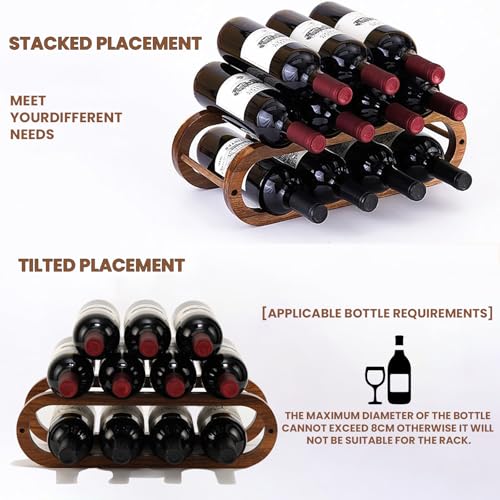 Bottle Display Shelf, Water Bottle Organizer 2 in 1 for Cabinet and Countertop, Sturdy and Durable Wine Storage Cabinet Shelf Adjustable in 2 Sizes (Acacia Wood 2 Tier)