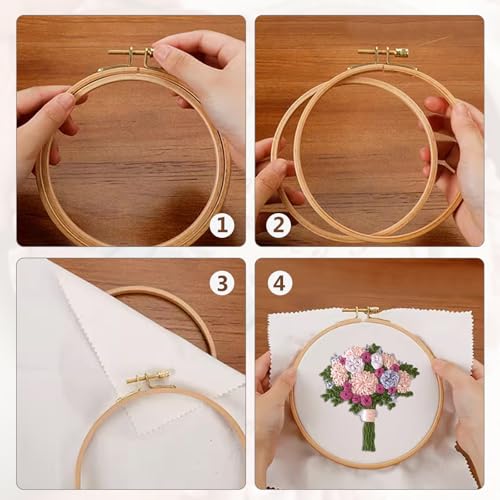Image of Murtenze 5 inch Embroidery Hoop Round Beech Wood Cross Stitch Hoop, Hand Embroidery and Cross-Stitch Tools for DIY Embroidery Floss Starter of Sewing Art Kits Crafts(2 Pack)
