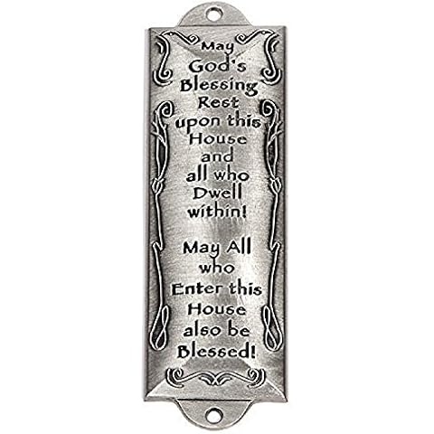 Bless This House Pewter Mezuzah Plaque Cover