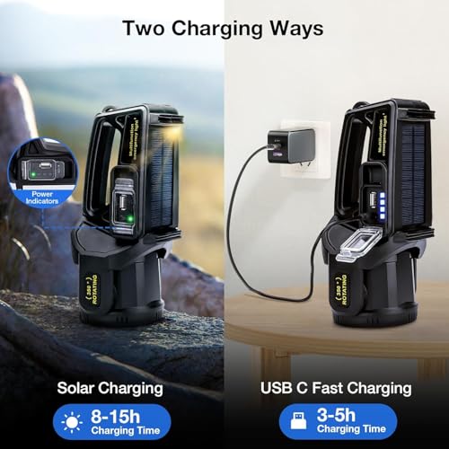 Image of Rechargeable Spotlight Outdoor, 2,000,000 Lumens Led Spot Light Flashlight with Solar Panels, 9 Modes Waterproof Handheld Spot Light for Outdoor Marine Boating Hunting