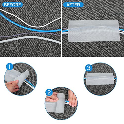 Image of WILLBOND Carpet Cord Cover Cable Protector Floor Cover Cable Protector Management Only for Commercial Office Carpet(19.69 ft,Grey)