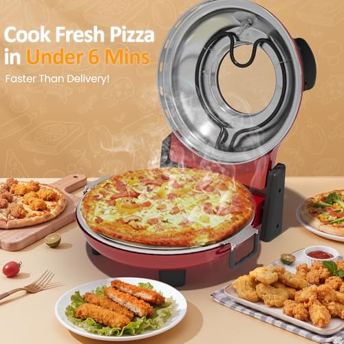 Image of Sunvivi Electric Indoor Pizza Oven: Countertop Pizza Maker with Temp Control Knob, Heats up to 770℉, 12 inch Portable Pizza Cooker Warmer with Pizza Stone, Pizza Peel, Viewing Window for Home, Camping