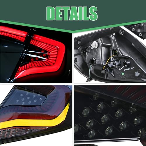 Image of letsdate Rear Replacement Tail Lights Compatible For 10th Gen Civic 2016-2021 Sedan with Breathing Animation DRL w /Amber Sequential Turn Signal, Starry Smoked