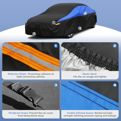 Image of GUNHYI Mazda Car Cover Custom Fit Mazda 6 Waterproof All Weather, Lightweight Full Car Cover Outdoor Sun UV Rain Dust Snow Wind Protection.