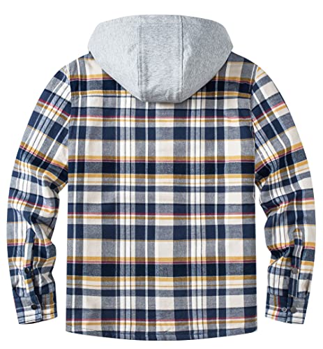 Tacvasen Flannel Jackets For Men Cotton Lightweight Hooded Buttons Shirts Casual, Yellow, 2Xl #TOP2