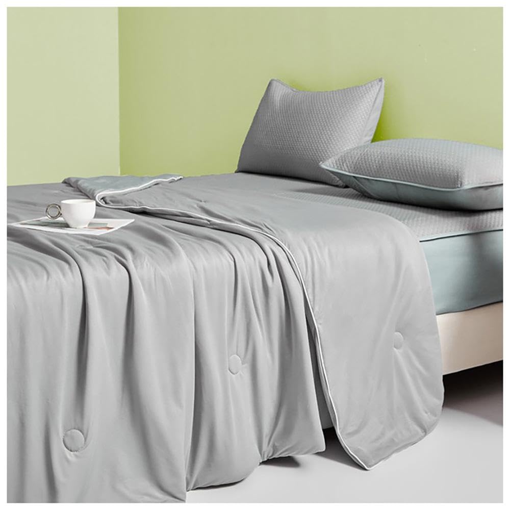 Anfaru Eisdecke, Selbstkühlende Decke, Anfaru Chillcomfort Schlafdecke, Sommerdecke Kühlend, Doppelseitige Kühlende Eisseide, Leicht, Atmungsaktiv, Anti Schweiß, Gray-105x150cm
