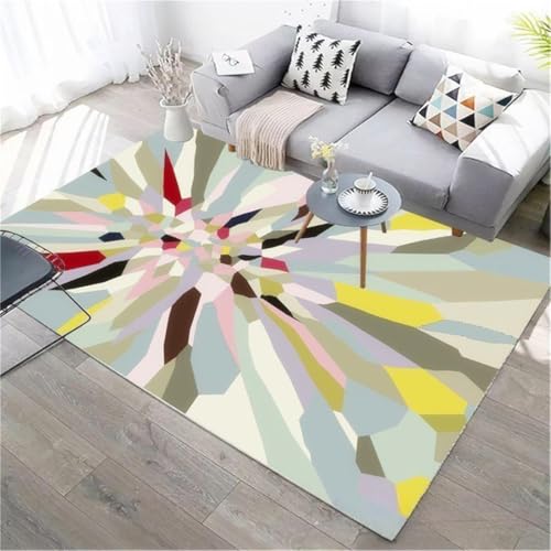 Tapis de salon et d'extérieur géométrique multicolore 100x160 cm