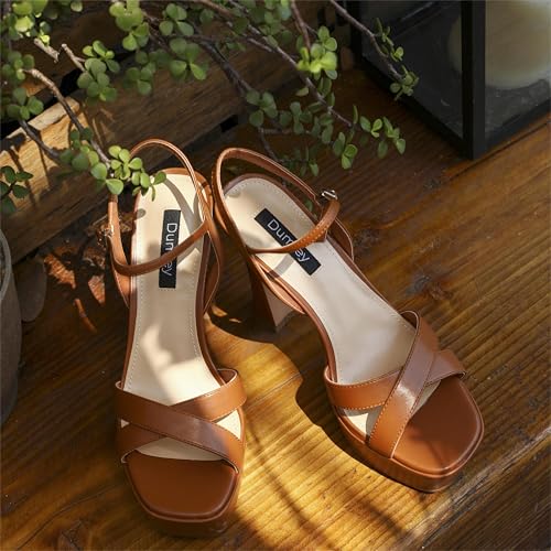 Image of Platform Heels for Women Chunky High Heel Sandals with Ankle Strap, Open Toe Dress Shoes for Work Party Evening Wedding