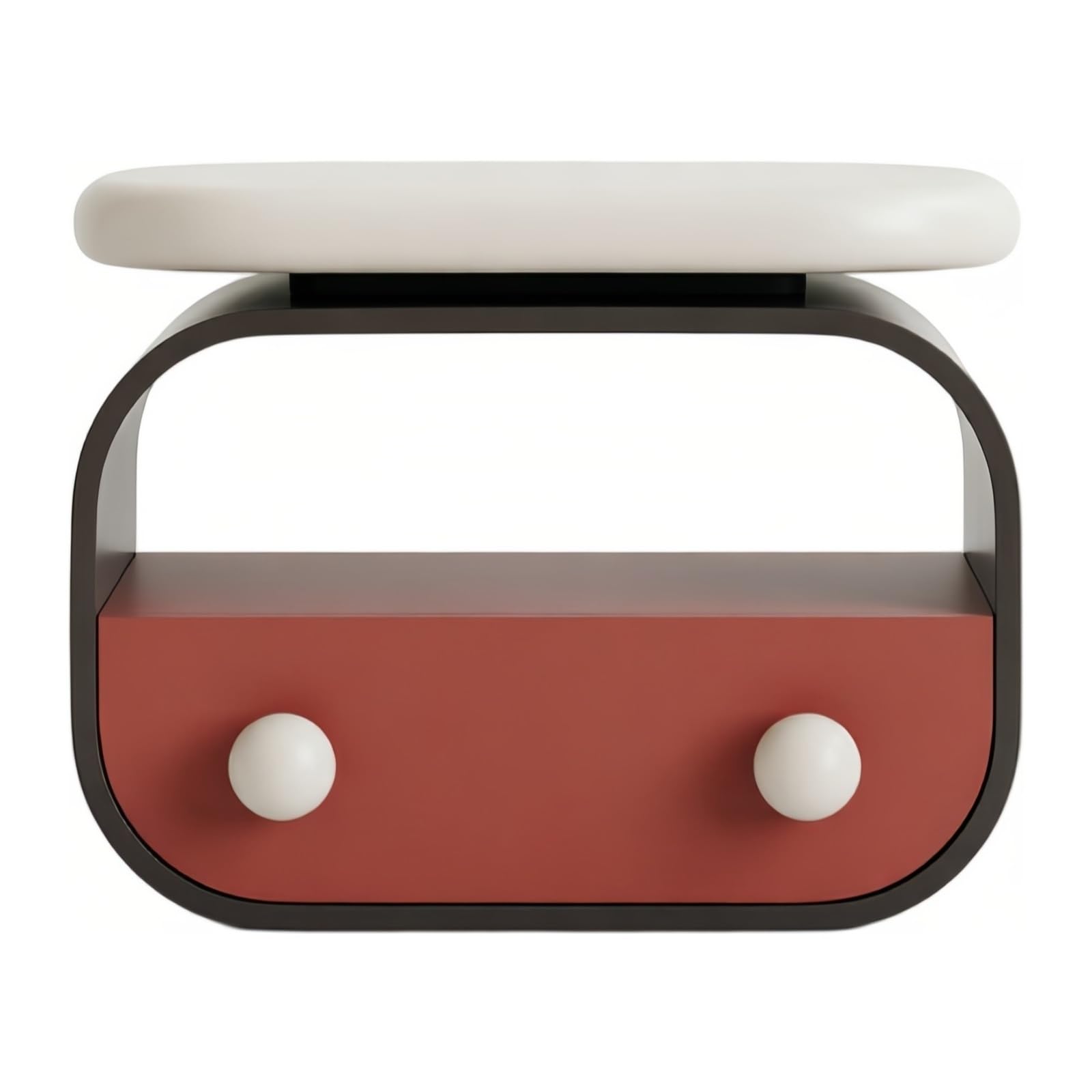 guiling-1986 Bedside Table Bedside Table with Rounded Top Drawer Display Shelf for Bedroom Storage Nightstand
