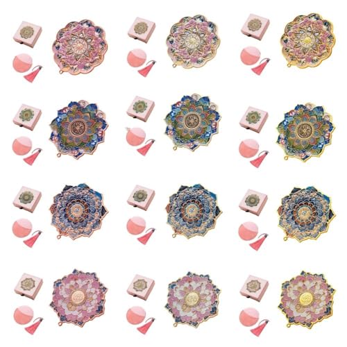 Espejo de Maquillaje Estilo Chino 3D Flor Dorada miniatura 2
