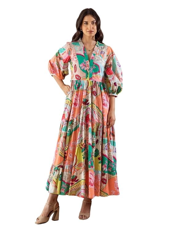Sambhav Quilt Hub Women Casual Loose Bohemian Floral Dress One Piece Dress for Women Long Dress Maxi Dress