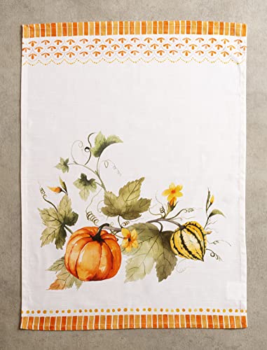 Maison d' Hermine Kitchen Towels Set of 3 100% Cotton 70 CM x 50 CM Reusable Cloth Tea Dish Towels Absorbent with Hanging Loop for Kitchen Dining Christmas Decorations (Pumpkin Garden - Image 4