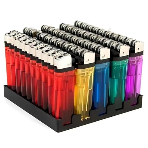 BML 50 x Disposable Lighters Multipack Windproof Adjustable Long Lasting Flame Child Safe Pocket Lighters for Candle Kitchen Daily Use Travel BBQ Lighter for Camping