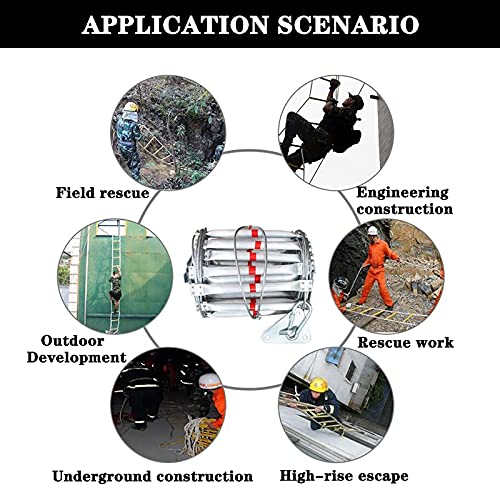 Fire Escape Rope Ladder Emergency Flame Resistant Safety Rope Ladder With Aluminum Alloy Wire Rope Soft Ladder For Kids And Adults, Outdoor Activity Climbing Ladder Mountaineering, 9.8Ft-98.4Ft #TOP5