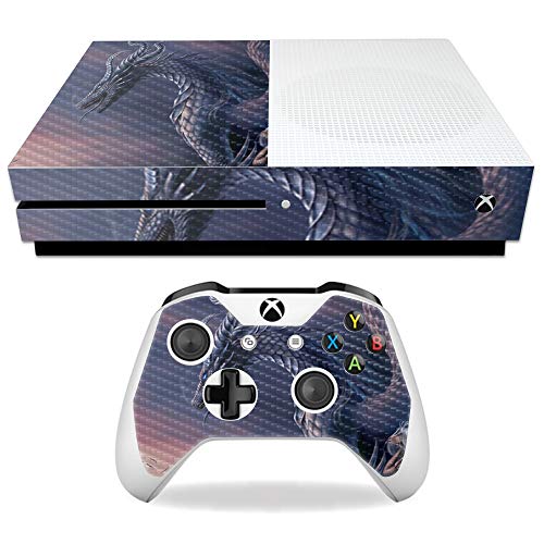 MightySkins Carbon Fiber Skin for Microsoft Xbox One S - Dragon Fantasy | Protective, Durable Textured Carbon Fiber Finish | Easy to Apply, Remove, and Change Styles | Made in The USA