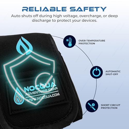 Image of Nocqua Pro Power 12 Volt Lithium Battery & Charger Kit for GPS, Fish Finders & Depth Finders, Compact & Portable Kayak Battery Power Solution for Marine Adventure, Kayaks & Boating