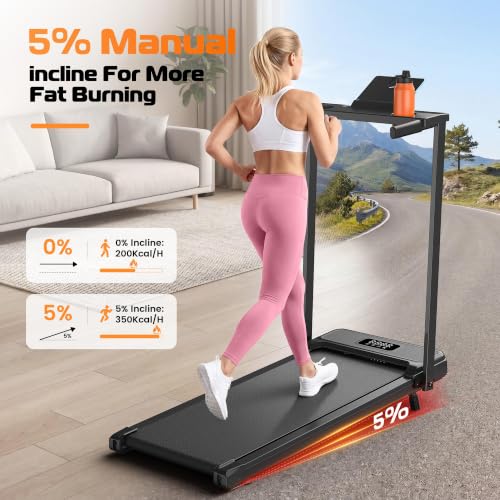 Image of ANCHEER Walking Pad Treadmill with 5-12% Incline, 3.0HP Under Desk Treadmill with Handle Bar, 16 inch Wide Belt, 320LBS Capacity, Portable Quiet Foldable Walking Pad for Home /Office