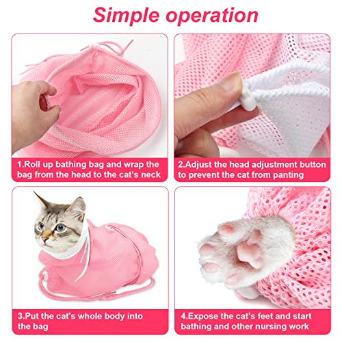 image for Catcan Cat Bathing Bag, Breathable Mesh Cat Shower Bag Anti Scratch Ad