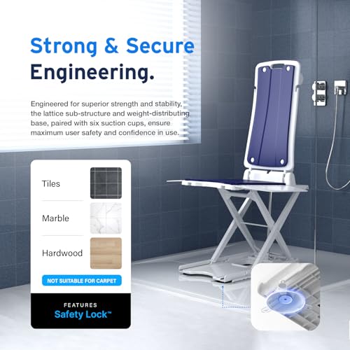 AYDMED 2-in-1 Lift Chair | Portable Cordless Rechargeable Electric Floor & Bath Chair Lift | Strong & Secure Engineering | Advanced Lifting Power with 308 lbs Lift Capacity | Waterproof & Dustproof