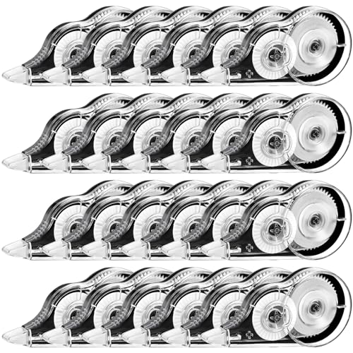 Yoosso 24 Piezas Cintas Correctoras, 12m x 5 mm Mini Cinta Correctora Correction Tape con Capuchón Protector para Material Escolar Oficina Hogar Niños Estudiantes Adultos (Negro)